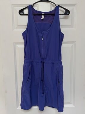 Athleta Royal Purple Sleeveless Zip-Front Drawstring Mini Dress